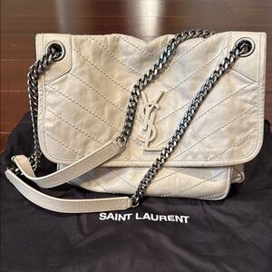 Yves Saint Laurent Cream Chain Strap Shoulder Bag